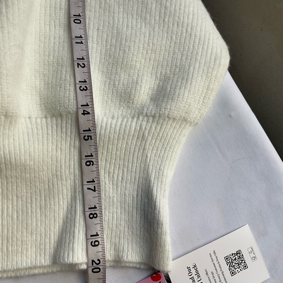 Cider Off Shoulder Bow Tie Sweater Cream Knit Balloon Sleeve XL NWT - Picture 7 of 11